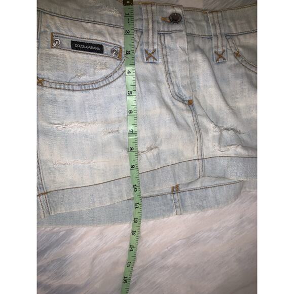 Dolce Gabbana D&G vintage 2000s distressed blue denim micro mini skirt size 38 - Picture 11 of 11